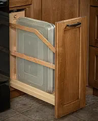 Custom Cabinet for holding cooking pans for a Chester County Kitchen Remodel