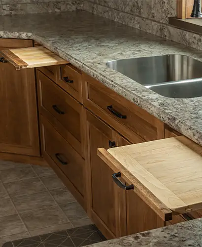 Custom Cabinet for pull out cutting boards for a Chester County Kitchen Remodel