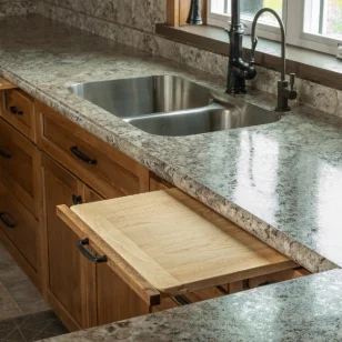 Built-in cutting boards in kitchen cabinetry